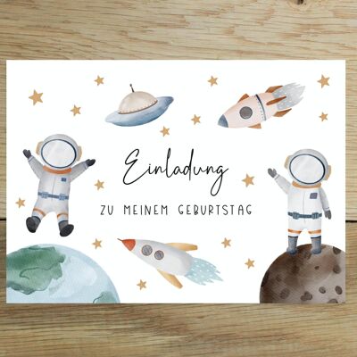 10x Astronaut Invitations Children's Birthday | Invitation cards children | Children's Birthday Invitation Space | Outer space invitation DIN A6
