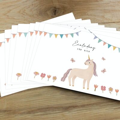 10x invitation cards children's birthday | Invitation for children | Children's birthday invitation with unicorn | Unicorn Invitation | DIN A6