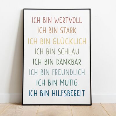 Affirmationsposter A4 | Poster Affirmationen für Kinder | positive Glaubenssätze | Poster Ermutigungen | Geschenk für Kinder