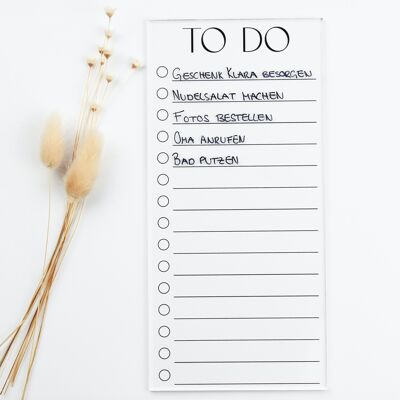 To-Do-Liste Acryl abwischbar ohne Stift | Notizblock DIN lang | Aufgabenplaner wiederverwendbar | Home Office Planer