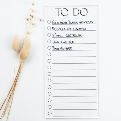 To-Do List Acrylique Effaçable Sans Stylo | Bloc-notes DIN long | Planificateur de tâches réutilisable | Planificateur de bureau à domicile