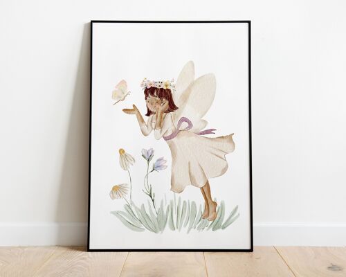 Poster Fee DIN A4 | Poster Kinderzimmer | Fee und Schmetterling | Poster Schmetterling