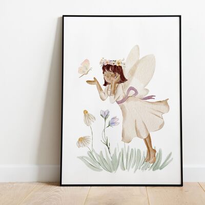 Poster Fee DIN A4 | Poster Kinderzimmer | Fee und Schmetterling | Poster Schmetterling