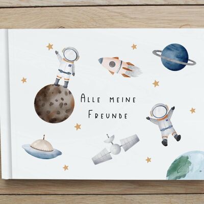 Livre d'amitié pour enfants | Espace Album Amis | Souvenirs d'astronaute | Livre d'amitié A5 | inscription cadeau | École