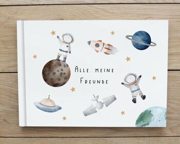 Livre d'amitié pour enfants | Espace Album Amis | Souvenirs d'astronaute | Livre d'amitié A5 | inscription cadeau | École 1