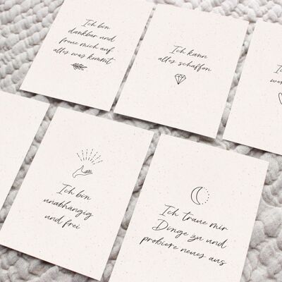 Jeu de cartes d'affirmation pour adultes | Lot de 12 cartes d'encouragement | pensées positives | simple & minimaliste | A6