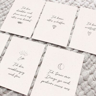 Jeu de cartes d'affirmation pour adultes | Lot de 12 cartes d'encouragement | pensées positives | simple & minimaliste | A6