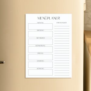 Planificateur de menus magnétique | Planificateur de repas effaçable | Agenda hebdomadaire réutilisable | DIN A5 | Portrait | noir et blanc