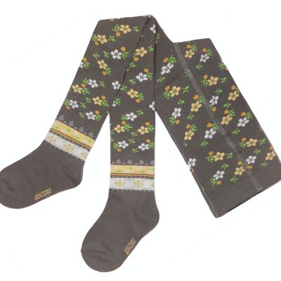Cotton Tights for Children >>Olive Green<< Vintage Flowers