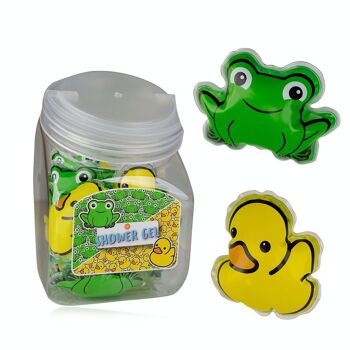 Mini gel douche HAPPY ANIMALS, 2 motifs assortis : grenouille et canard, 24 pièces en bonbonnière 1