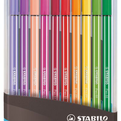 Zeichenstifte – ColorParade x 20 STABILO Pen 68 türkisfarbenes Etui – inklusive 10 Pastell