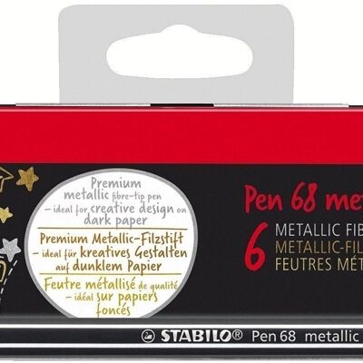 Bolígrafos metálicos - 6 STABILO Pen 68 metálico (Caja metálica)