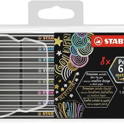 Astuccio x 8 pennarelli metallizzati punta media STABILO Pen 68 metallic