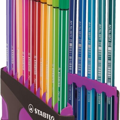 Feutres de dessin - ColorParade x 20 STABILO Pen 68 boîtier gris/fuchsia