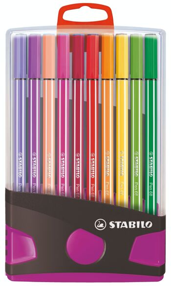 Feutres de dessin - ColorParade x 20 STABILO Pen 68 boîtier gris/fuchsia 2