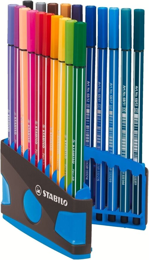 Feutres de dessin - ColorParade x 20 STABILO Pen 68 boîtier gris/turquoise