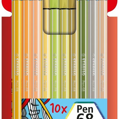 Feutres de dessin - Etui carton x 10 STABILO Pen 68 - "Soft Colors"
