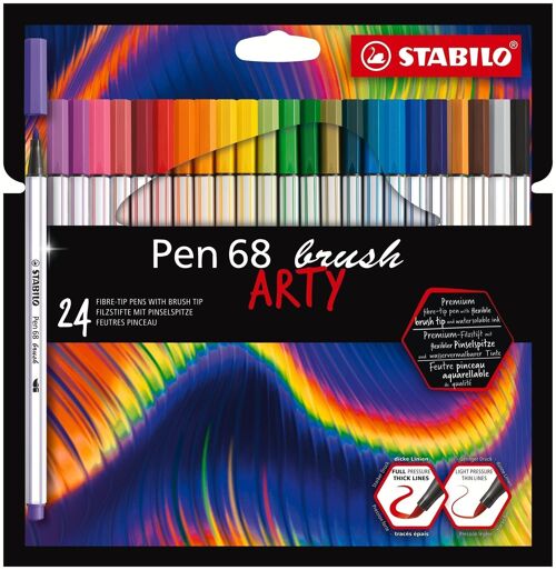 Feutres pinceau - Etui carton x 24 STABILO Pen 68 brush ARTY