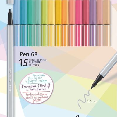 Feutres de dessin - Etui carton x 15 STABILO Pen 68 Pastellove - coloris pastel