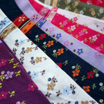 Collants en coton pour enfants >>Violet<< Fleurs Vintage coton doux 3