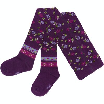 Cotton Tights for Children >>Purple<< Vintage Flowers soft cotton