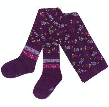 Collants en coton pour enfants >>Violet<< Fleurs Vintage coton doux 1