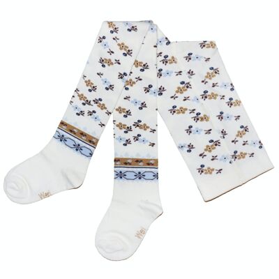 Cotton Tights for Children >>Creme<< Vintage Flowers