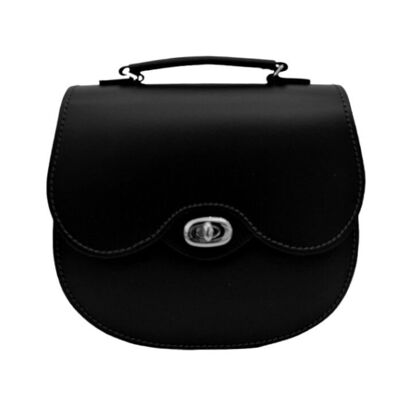 Borsa da sella Twist Lock in pelle fatta a mano - nera