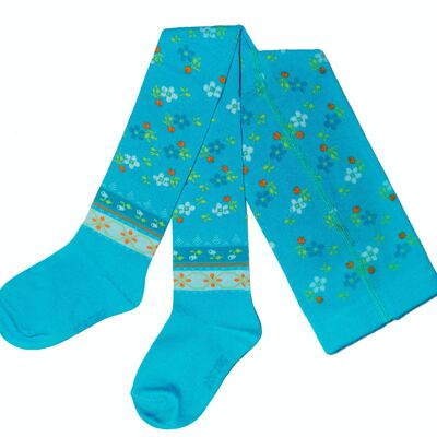 Cotton Tights for Children >>Turquoise<< Vintage Flowers