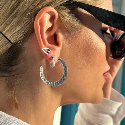 Minimalist Silver Hoop Earrings, Silver Hoops, Silver Round Earring, Large Hoop Earrings, Gift for Her, Made in Greece.