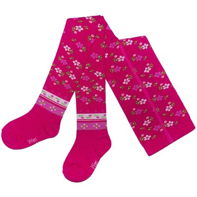 Collant in Cotone per Bambini >>Rosa<< Fiori Vintage in morbido cotone