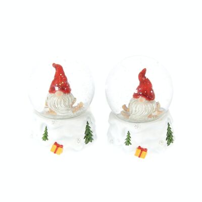 Boule à neige lutin de Noël, 6,7 x 7,5 x 9 cm, rouge/blanc, 791277