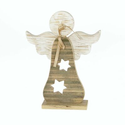 Wooden angel to stand, 24.5 x 6 x 32 cm, natural color, 786617
