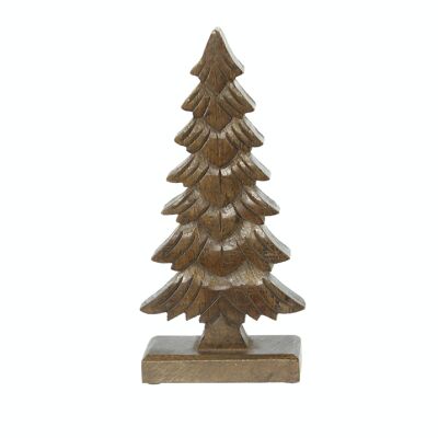 wooden fir small on base, 15 x 6 x 28 cm, dark brown, 795107