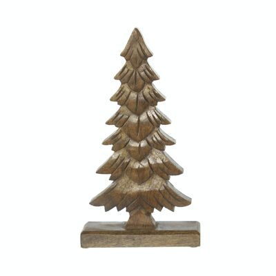 Wooden fir large on base, 18 x 6 x 32 cm, dark brown, 795114