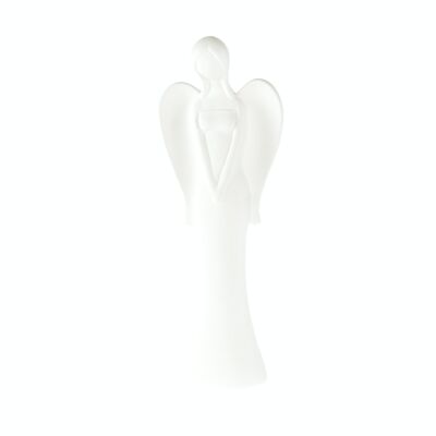 Ceramic angel standing, small, 18x10x50cm, matt white, 799457