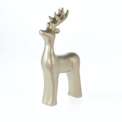 Ceramic reindeer, 19x9x40cm, champagne, 799600