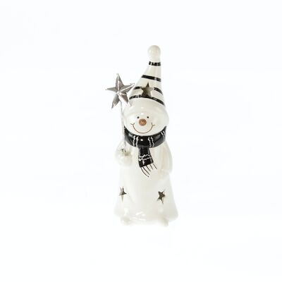 Dolomit snowman LED, 7.5x6.5x16.5cm, black/silver, including 2xAG13, 784736