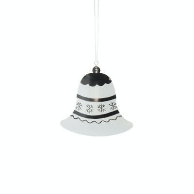 Metal hanger bell, 8 x 1 x 8.5 cm, black/white, 785160