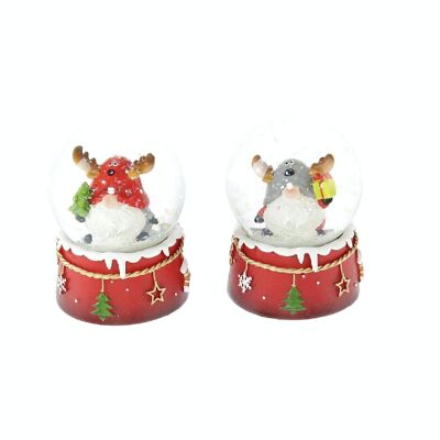 Snowglobe imp 2 assortiti, 6,7 x 7,5 x 9 cm, rosso/verde, 791291