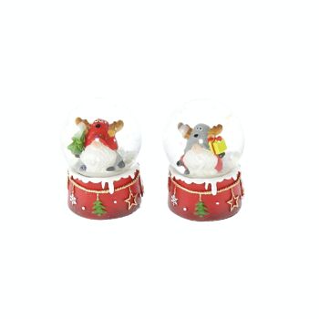 Boule à neige lutins 2-assortis, 4,5 x 4,5 x 6cm, rouge/vert, 791307 1