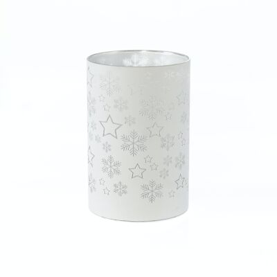 LED glass cylinder bright lights, 10 x 10 x 15 cm, white, with timer, suitable for 3AA, 793806