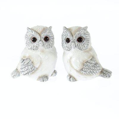 Poly snowy owl for places, 2 assorted, 9 x 8 x 10 cm, white, 787195