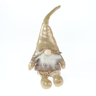 Fabric gnome sitting, 22 x 19 x50cm, champagne/brown, 787508