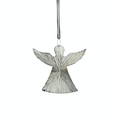 Aluminum hanger angel large, 12x0.4x11cm, shiny silver, 798467