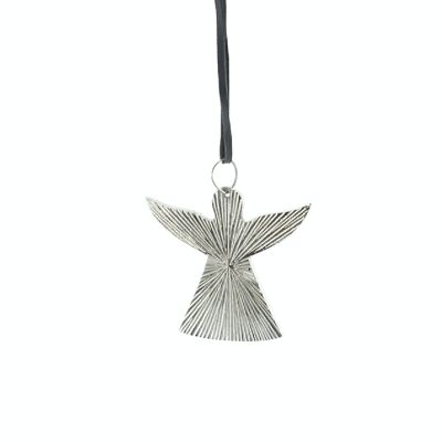 Aluminum hanger angel small, 10x0.4x12cm, shiny silver, 798474