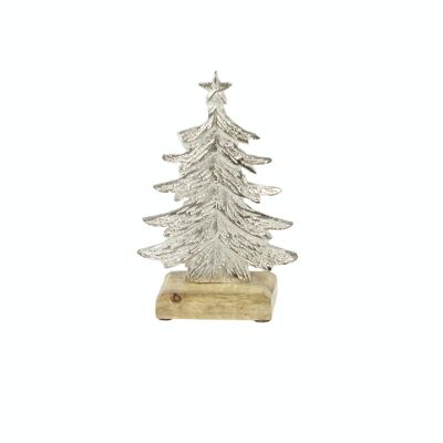 Árbol de Navidad de aluminio, 10 x 5 x 16 cm, plateado/natural, 798672