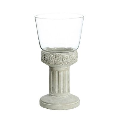 AUTUMN GRAY CEMENT-GLASS CANDLE HOLDER CL91850