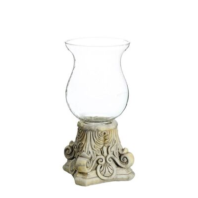 CREAM CEMENT-CRYSTAL CANDLE HOLDER AUTUMN CL91851