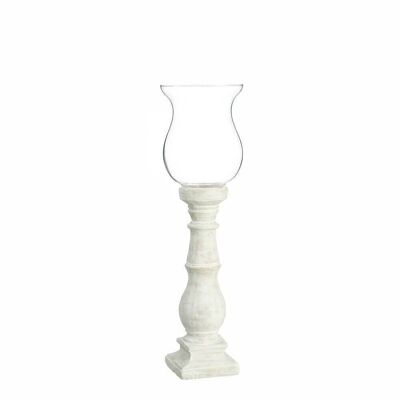 CANDLE HOLDER WHITE CEMENT-GLASS AUTUMN CL91853
